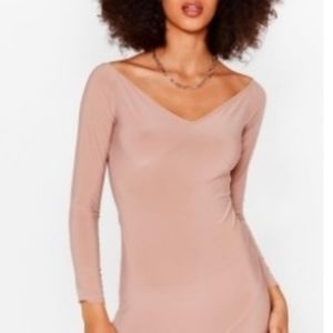 Wide v neck body con dress